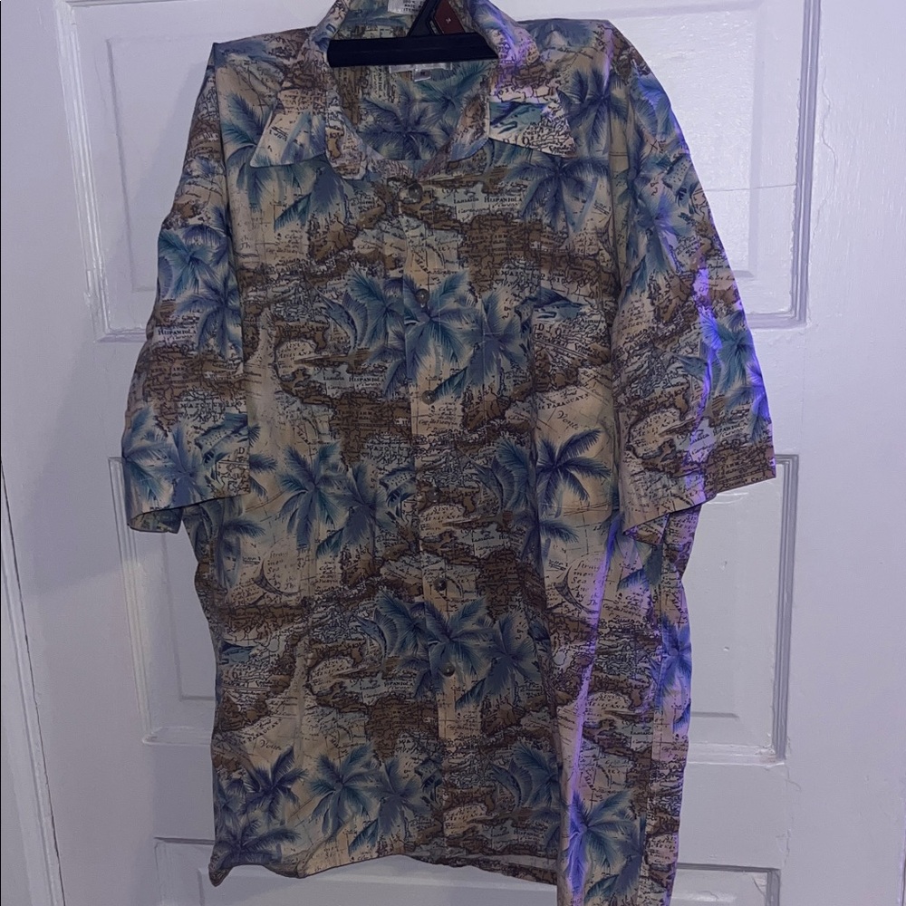 Via Veneto Men's Blue and Tan Tropical Shirt Jacket